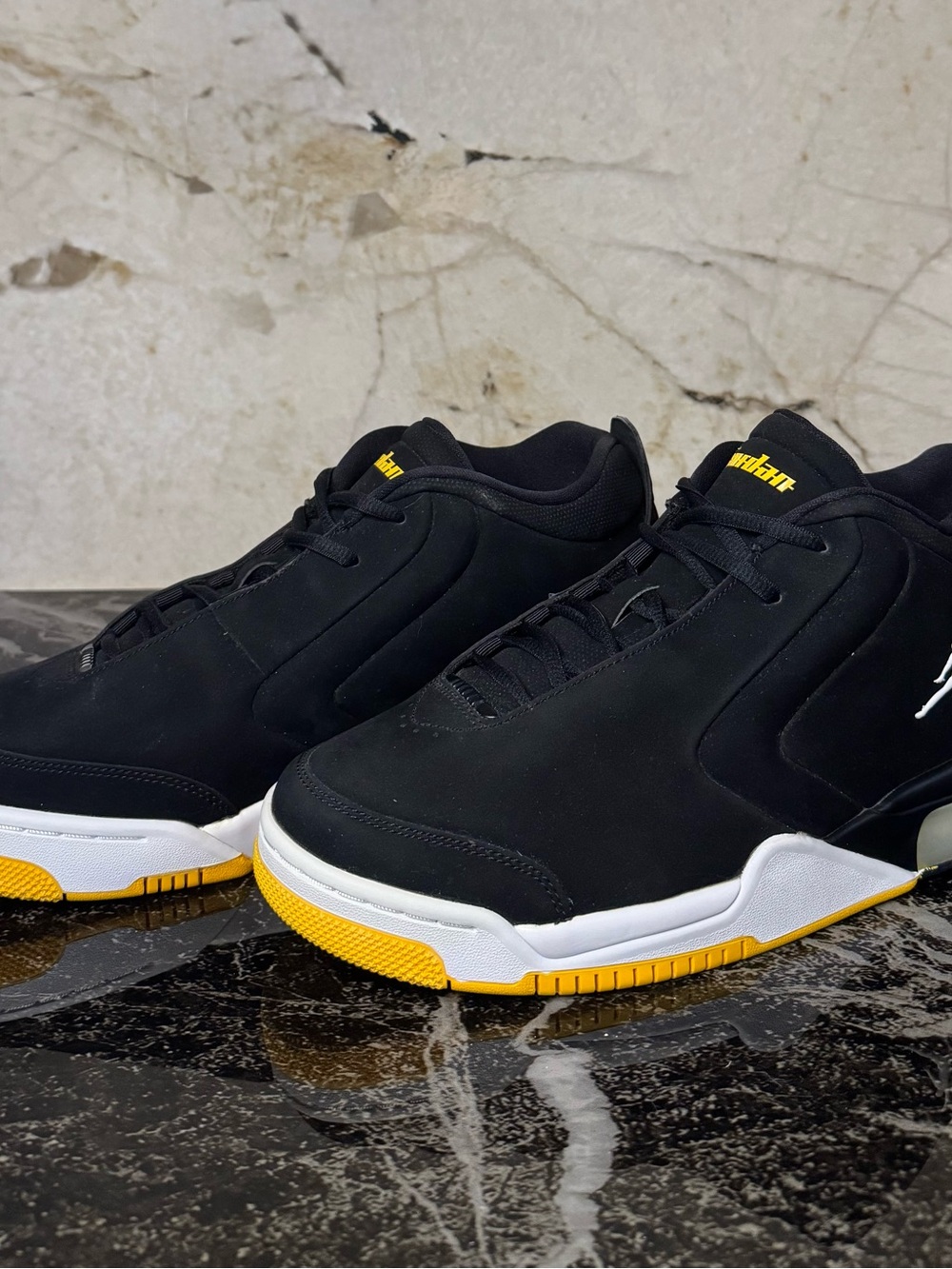 Jordan Black and Yellow Low-Profile Sneakers
